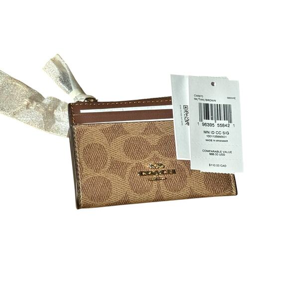 Coach Women's Mini ID Skinny in Signature Canvas Dark Brown One Size NWT - Picture 10 of 12